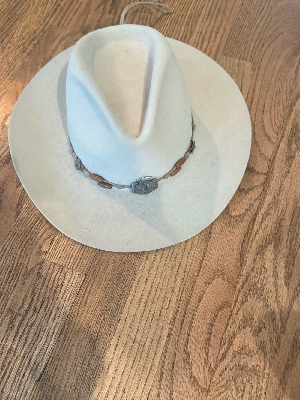 Stetson Black Leather-Brim Hat with Brown Satin Liner